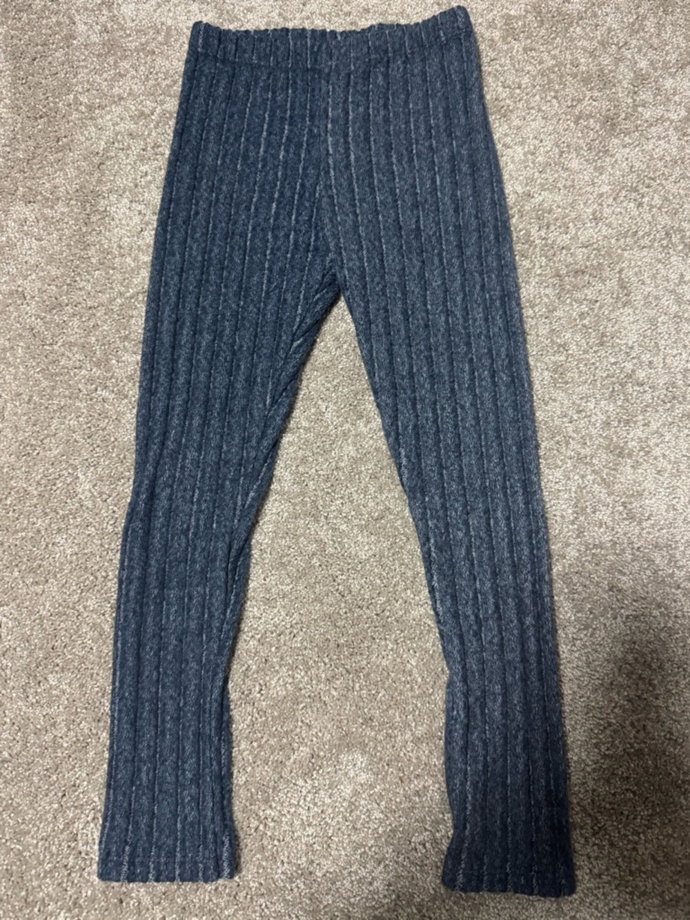 Zara Girls Ribbed Knit Leggings Blue Cozy Pull On Size 6 116